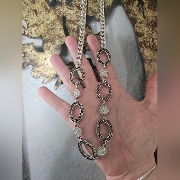 Brighton Reversible Rhinestone Townsend Circle Chain Necklace - Picture 6 of 7